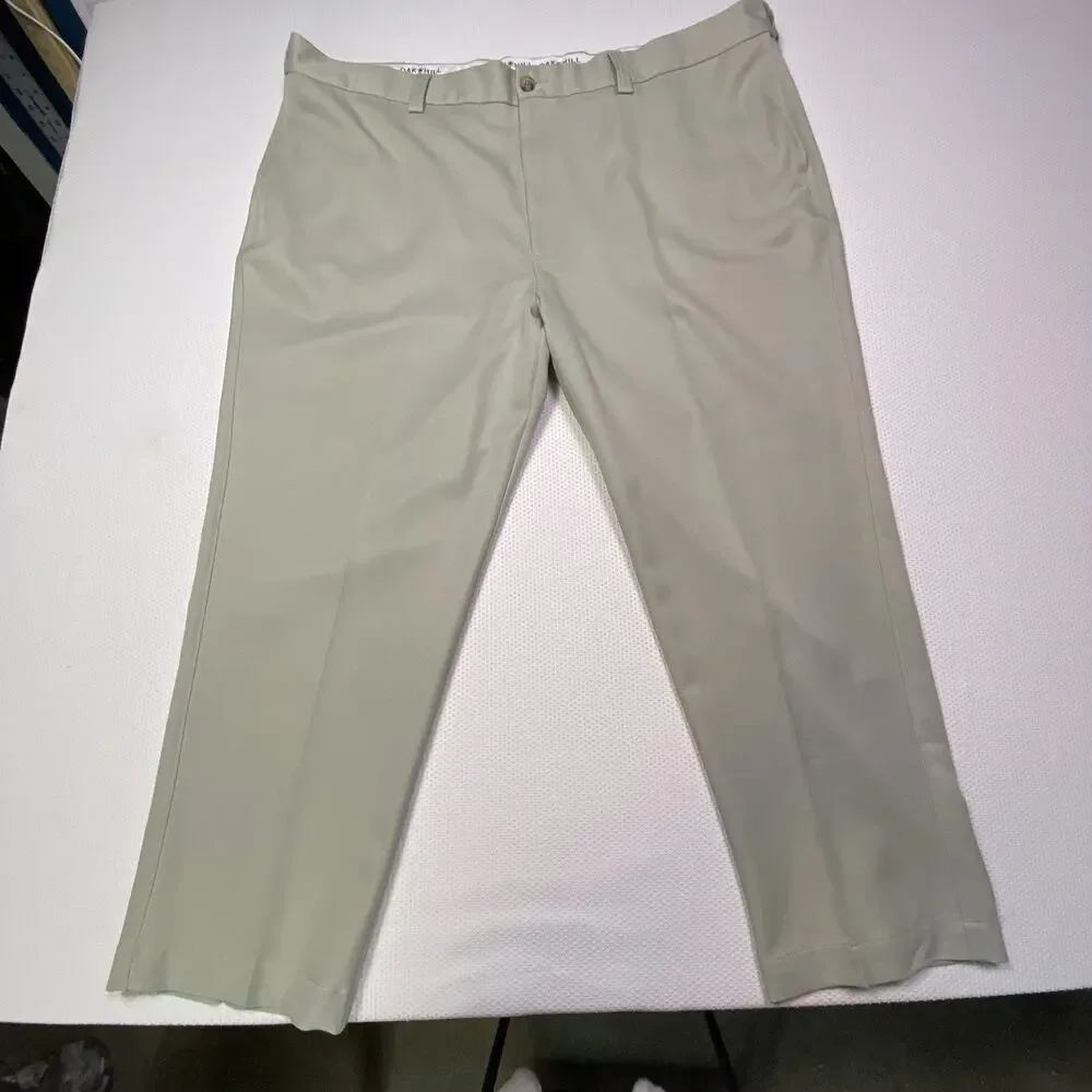 Oak Hill Men's 48 x 28 Big & Tall‎ Wrinkle Free No Iron Tan Khaki Dress Pants